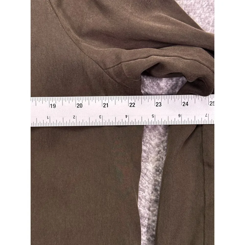 Eileen Fisher Coat Large Womens Green Tencel Lightweight Long